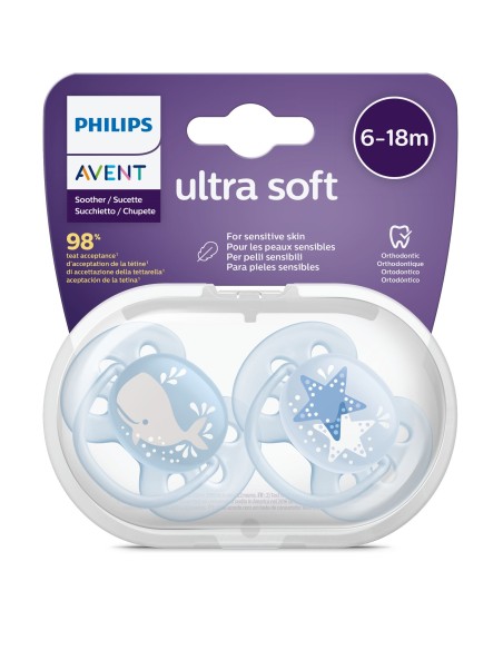 Philips Avent Ultra Soft Desenli 2'li Emzik Mavi SCF223/03 6-18 Ay