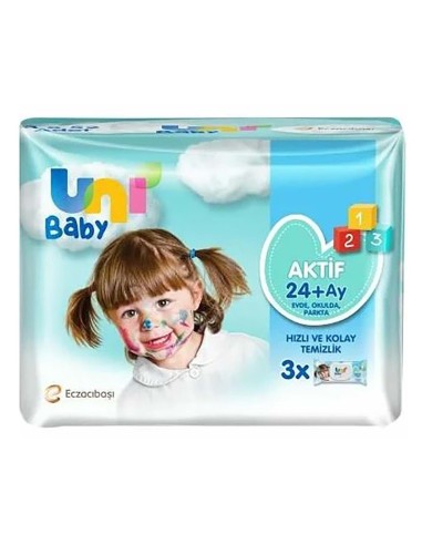 Uni Baby Aktif Simple Clean 24+ Ay Islak Mendil 3x52 Adet