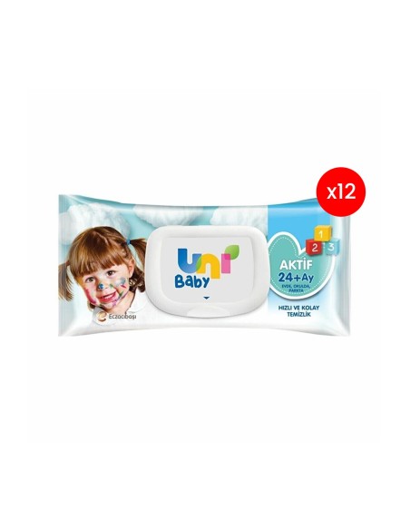 Uni Baby Aktif Simple Clean 24+ Ay Islak Mendil 12x52 Adet