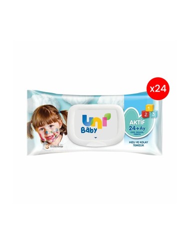 Uni Baby Aktif Simple Clean 24+ Ay Islak Mendil 24x52 Adet