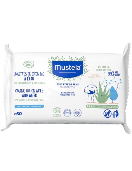 Mustela Organic Pamuklu Islak Mendil 60 Adet (S.K.T 06-2023)