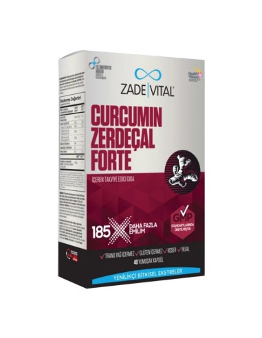 Zade Vital Curcumin Zerdeçal Forte 1000mg 40 Kapsül