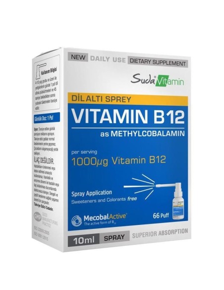 Suda Vitamin Vitamin B12 Dil Altı Spreyi 10 ml (S.K.T 02-2025)