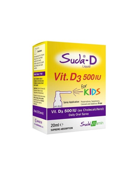 Suda Vitamin Vitamin D3 500IU For Kids 20 ml (S.K.T 02-2025)