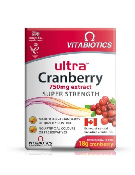 Vitabiotics Ultra Cranberry 750 mg Extract 30 Tablet (S.K.T 03-2024)