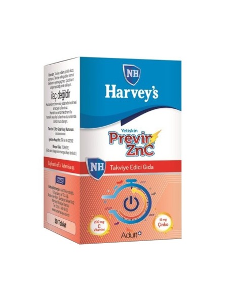 Nurse Harveys Previn ZnC Takviye Edici Gıda 30 Tablet