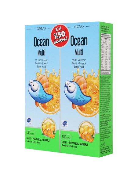 Ocean Multi Şurup Balık Yağı Bal ve Portakal Aromalı 150 ml  ( 2'li Set )