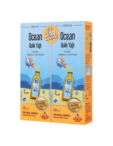 Ocean Orange Portakal Aromalı Balık Yağı Şurup 150ml ( 2'li Set ) (S.K.T 01-2025)