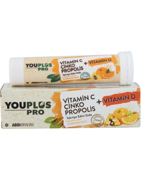 Youplus Pro Vitamin C & D & Çinko & Propolis 15 Efervesan Tablet