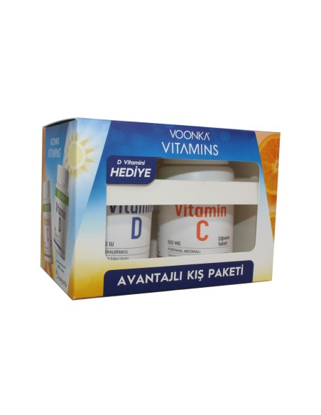 Voonka Vitamin C 62 Çiğneme Tablet - Vitamin D 102 Kapsül Avantajlı Kış Paketi