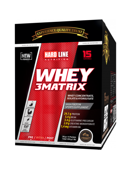 Hardline Whey 3Matrix - Çikolata Aromalı ( 30gr x 15Adet ) 450 Gr