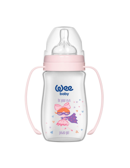 Wee Baby Klasik + Geniş Ağızlı Kulplu PP Biberon 0-6 Ay 250 ml  138 Pembe