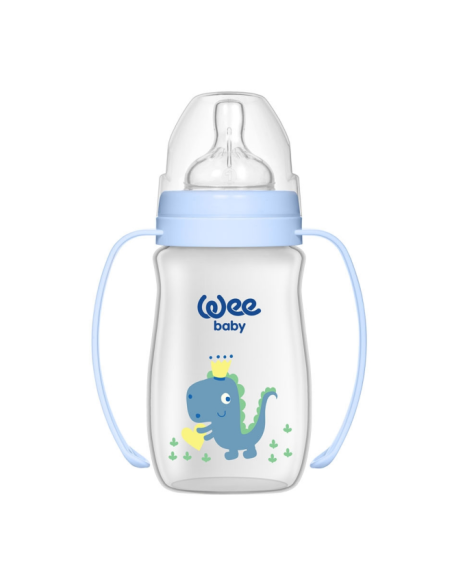 Wee Baby Klasik + Geniş Ağızlı Kulplu PP Biberon 0-6 Ay 250 ml  138 Mavi