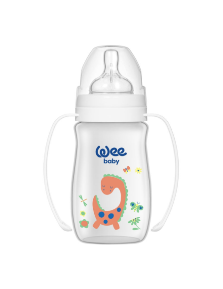 Wee Baby Klasik + Geniş Ağızlı Kulplu PP Biberon 0-6 Ay 250 ml  138 Beyaz