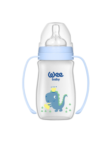 Wee Baby Klasik + Geniş Ağızlı Kulplu PP Biberon 0-6 Ay 150 ml ( 137 ) Mavi