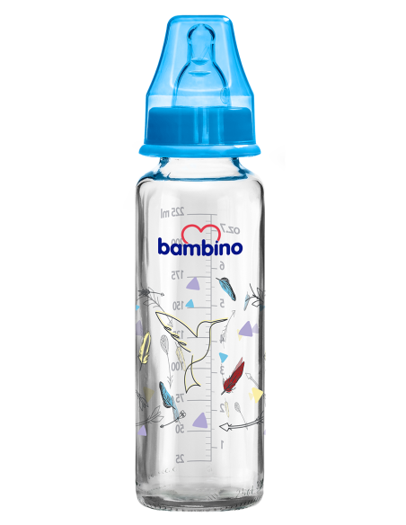 Bambino Cam Biberon Yavaş Akış  225ml T-014 Mavi