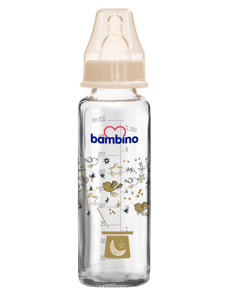 Bambino Cam Biberon Yavaş Akış  225ml T-014 Beyaz