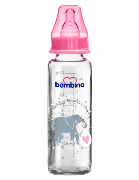 Bambino Cam Biberon Yavaş Akış  225ml T-014 Pembe