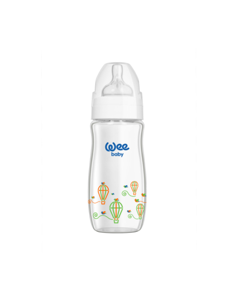 Wee Baby  Klasik Geniş Ağızlı Isıya Dayanıklı Cam Biberon 0-6 Ay 280 ml ( 141 ) Beyaz