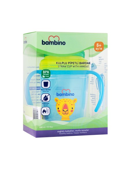 Bambino Kulplu Pipetli Bardak 6+ Ay ( P6150 ) Mavi