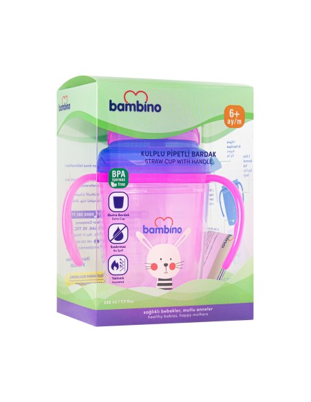 Bambino Kulplu Pipetli Bardak 6+ Ay ( P6150 ) Pembe