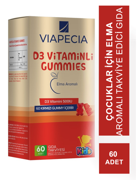 Viapecia D3 Vitaminli Gummies 60 Adet (S.K.T 04-2024) 