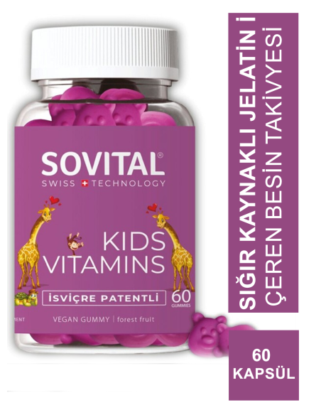 Sovital Kids Vitamins 60 Yumuşak Kapsül (S.K.T 01-2024) 