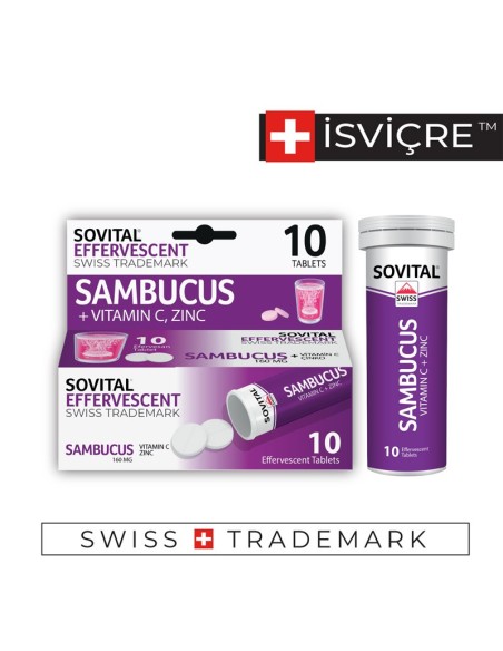 Sovital Sambucus ( Kara Mürver ) 10 Efervesan Tablet (S.K.T 10-2023) 