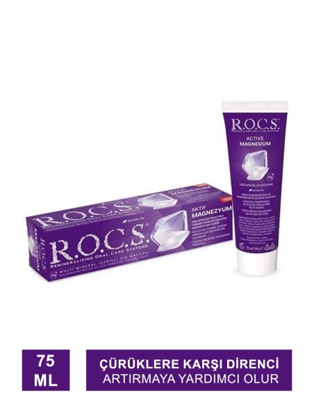 Rocs Aktif Magnezyum Diş Macunu 75 ml (S.K.T 09-2023) 