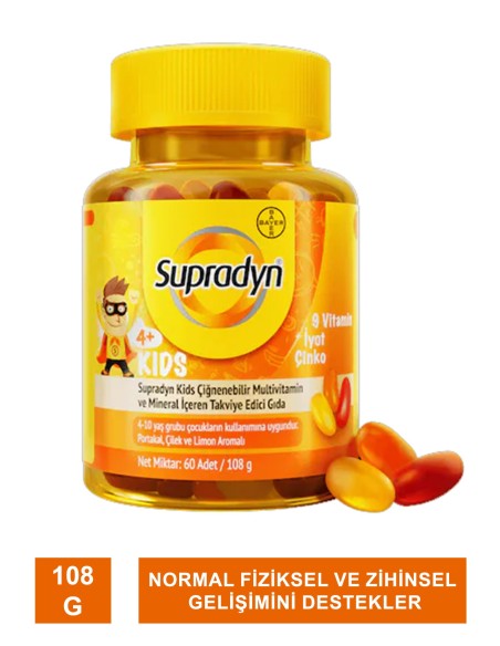 Supradyn Kids Multivitamin ve Mineral 60 Çiğnenebilir Tablet (S.K.T 07-2024) 