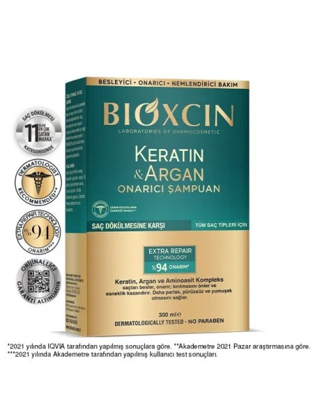 Bioxcin Keratin & Argan Onarıcı Şampuan 300 ml 