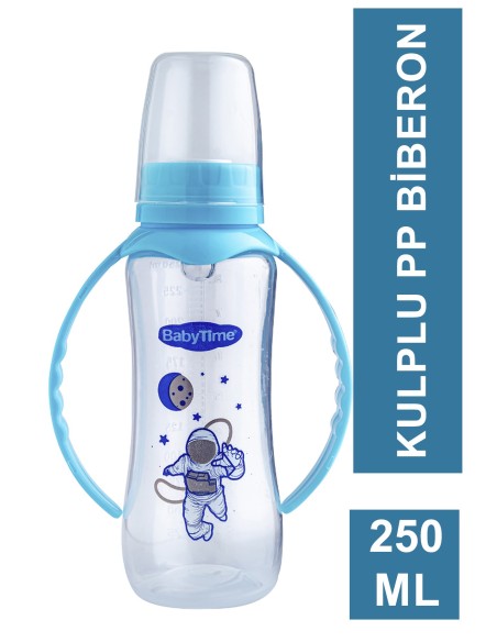 BabyTime PP Kulplu Biberon 250 ml ( BT069 ) Mavi