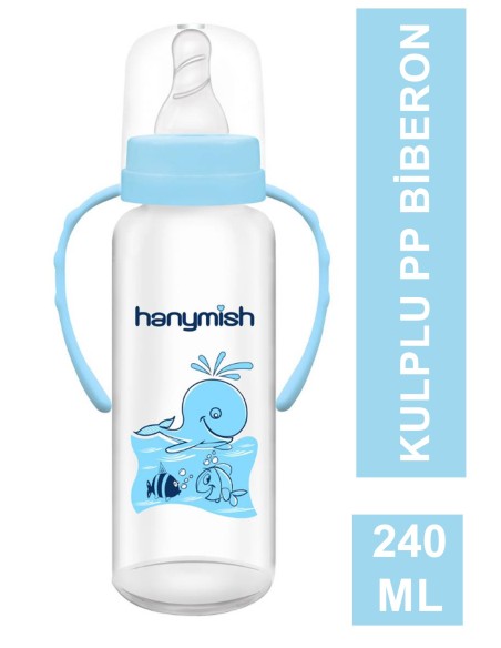 Hanymish Kulplu PP Biberon 240 ml ( 433 ) Mavi