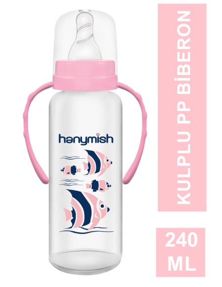 Hanymish Kulplu PP Biberon 240 ml ( 433 ) Pembe