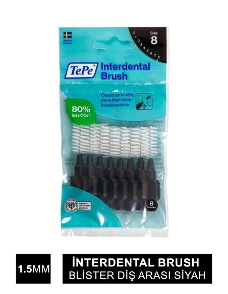 TEPE İnterdental Brush Blister Diş Arası Siyah 1.5mm 8'li 