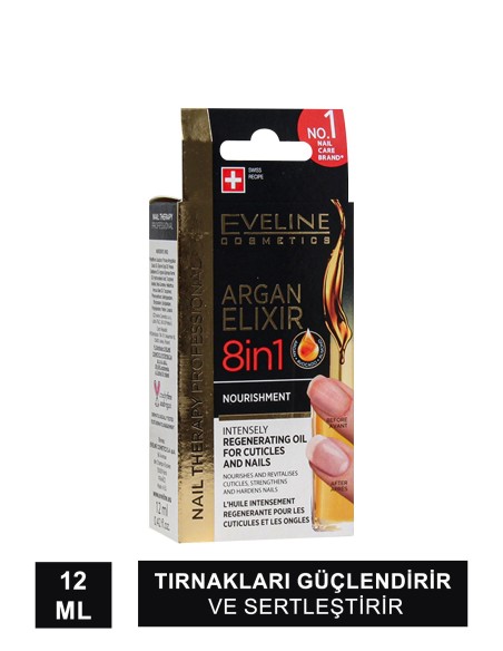 Eveline Argan Elixir 8in1 ( Tırnaklar için Yenileyici Yağ ) 12 ml 