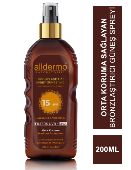 Alldermo Bronzlaştırıcı Sprey Güneş Yağı Spf 15 200 ml