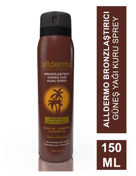 Alldermo Bronzlaştırıcı Güneş Yağı Kuru Sprey 150 ml 