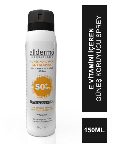 Alldermo Güneş Koruyucu Şeffaf Sprey SPF50+ 150 ml 