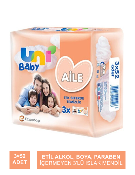 Uni Baby Aile Islak Mendil 3x52 Adet 