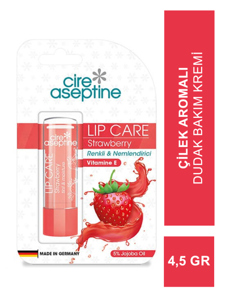 Cire Aseptine Çilek Aromalı Renkli Dudak Bakım Kremi 4,5gr 