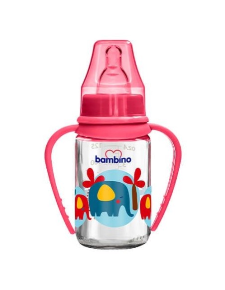 Bambino Natural PP Kulplu Biberon 150 ml ( B065 ) Kırmızı