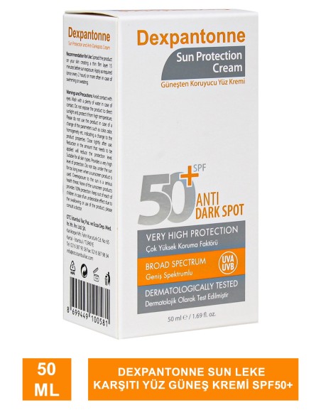 Dexpantonne Sun Leke Karşıtı Yüz Güneş Kremi Spf50+ 50ml 