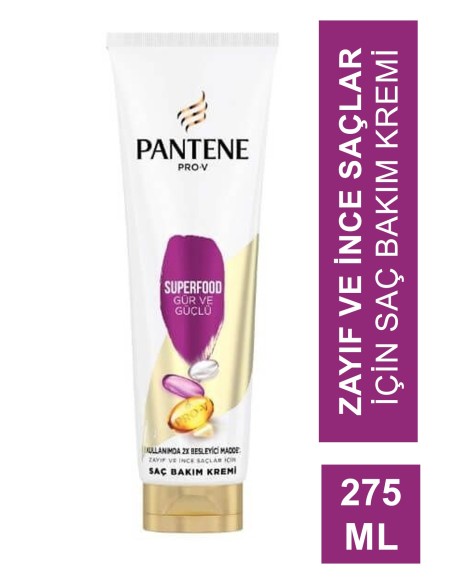 Pantene Superfood Gür ve Güçlü Saç Bakım Kremi 275 ml 