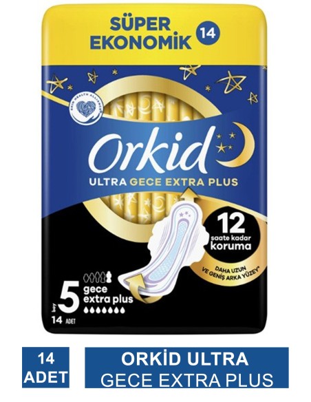 Orkid Ultra Gece Extra Plus ( Boy 5 ) Hijyenik Ped 14 Adet 