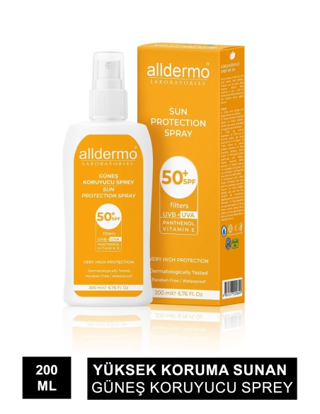 Alldermo Güneş Koruyucu Sprey SPF 50+ 200 ml 