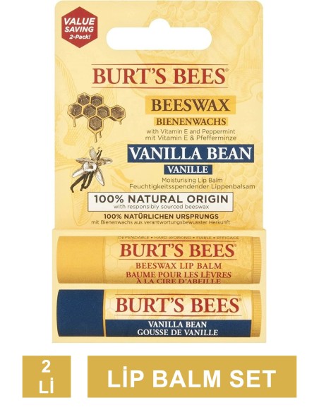 Burts Bees 2'li Lip Balm Set ( Beeswax + Vanilya ) 2x4.25gr 