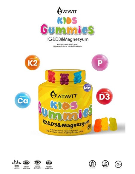 Atavit Kids K2&D3&Magnezyum Gummies 60 Yumuşak Kapsül 