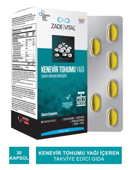 Zade Vital Kenevir Tohumu Yağı 30 Kapsül 