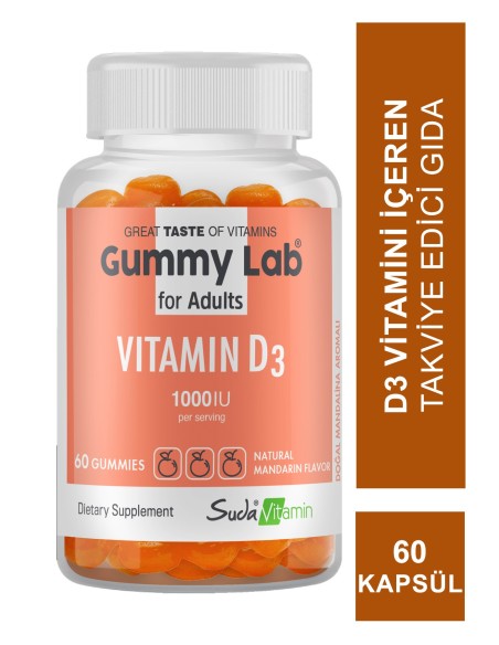 Suda Vitamin Gummy Lab Vitamin D3 for Adult 60 Yumuşak Kapsül 